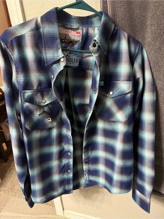 DIXXON Jackets & Blazers - DIXXON Plaid Western Snap-Front Shirt Jacket in Navy and Teal